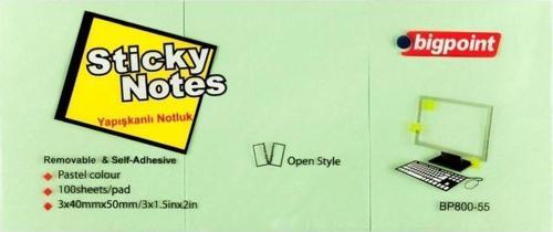 Yapışkanlı Not Kağıdı 3 Lü 40 mm x 50 mm Yeşil (4 Lü Paket)