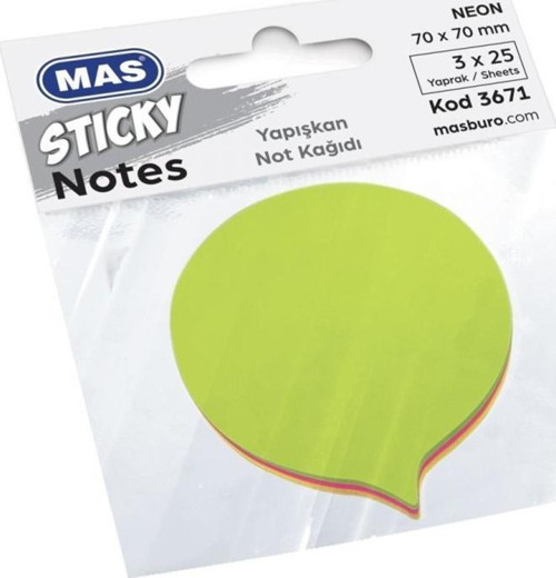 Karma Renk Balon Şekilli 75 Yaprak Yapışkanlı Not Kağıdı