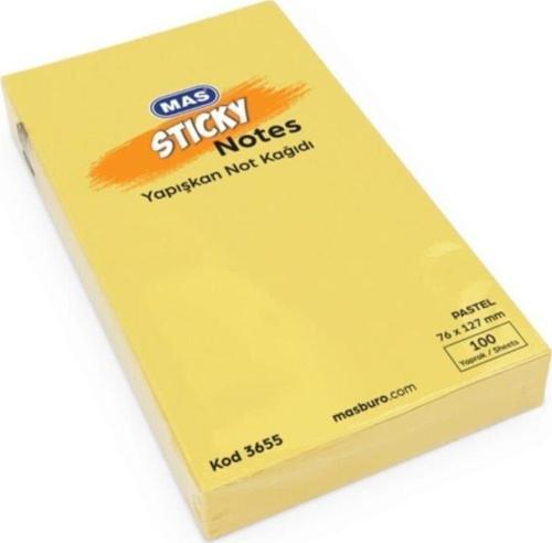 Yapışkanlı Not Kağıdı 100 Sayfa 76x127mm Pastel Sarı 3655 (12 Koçan)