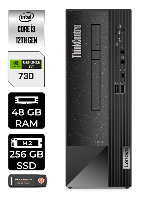 NEO 50S i3 12100 48GB RAM 256GB SSD GT730/2GB FDOS 11SX002VTX MASAÜSTÜ PC & PER4 BELLEK