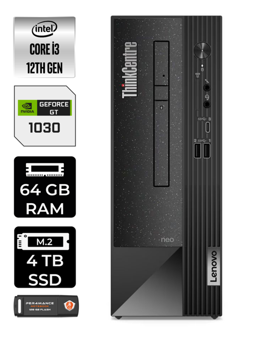 NEO 50S i3 12100 64GB RAM 4TB SSD GT1030/4GB FDOS 11SX002VTX MASAÜSTÜ PC & PER4 BELLEK