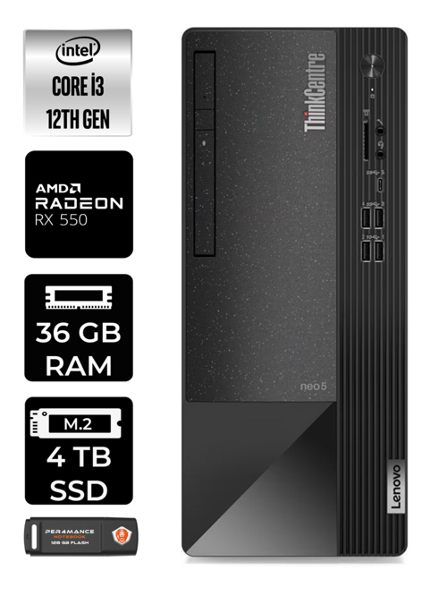NEO 50T i3 12100 36GB RAM 4TB SSD RX550/4GB W11HOME 11SC001ATX MASAÜSTÜ PC & PER4 BELLEK
