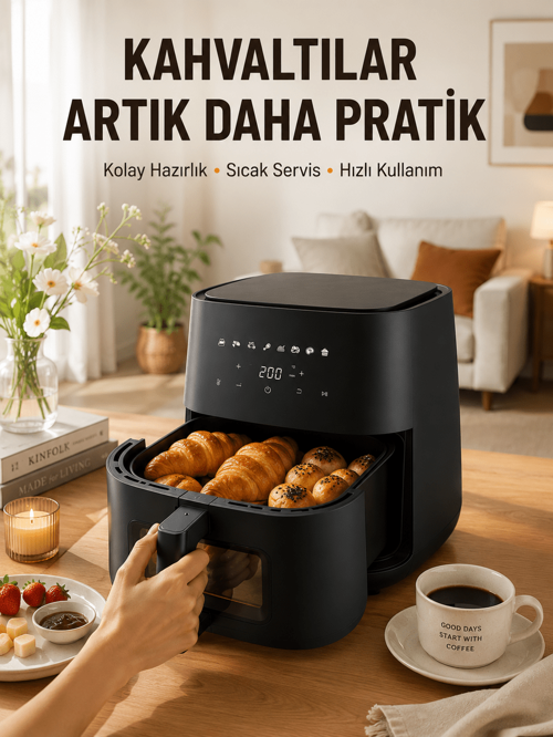 Air Fryer Mutfak Pişirme Çok Programlı Dokunmatik