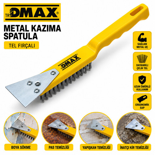 Tel Fırça ve Kazıma Spatulası 2'si 1 Arada – 12 Adet