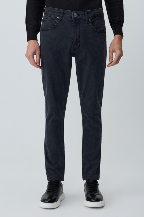 Erkek Füme Denim 5 Cep Slim Fit Jean Kot Pantolon