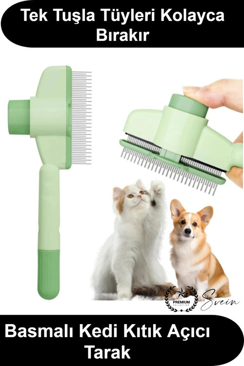 #KediTarağı Pratik Basmalı Kendini Temizleyen Evcil Hayvan Kıtık Açıcı Tarak Köpek Tavşan Tüy Toplam