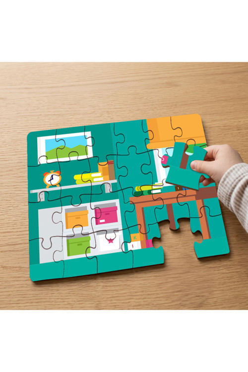 Çalışma Odası Dizaynı Tasarımlı 24 Parça Ahşap Çocuk Puzzle