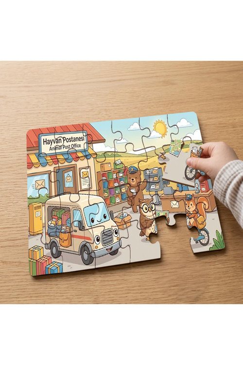 Hayvan Postanesi - Sevimli Hayvanlar Tasarımlı 24 Parça Ahşap Çocuk Puzzle