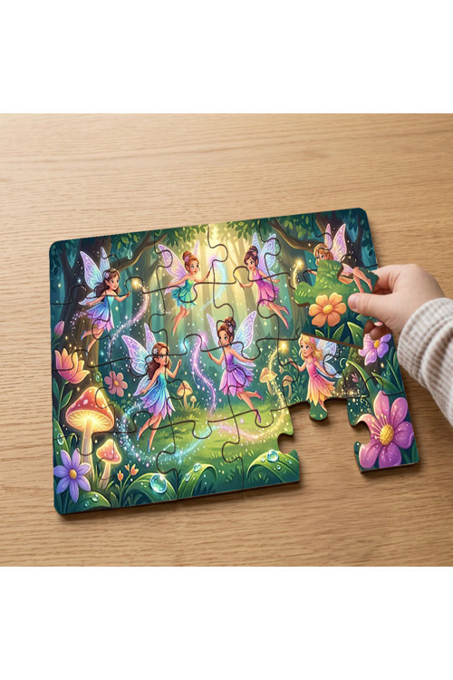 Peri Diyarı - Orman Perileri Tasarımlı 24 Parça Ahşap Çocuk Puzzle