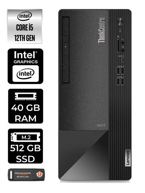ThinkCentre Neo 50T i5 12400 40GB RAM 512GB SSD FDOS 11SE00BJTX MASAÜSTÜ PC & PER4 BELLEK