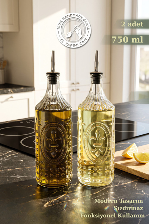Selen Concept Fleur De Lis Model Büyük Boy El Yapımı Cam Yağdanlık ve Sirkelik 2 li Set FL.OLY.002, one size
