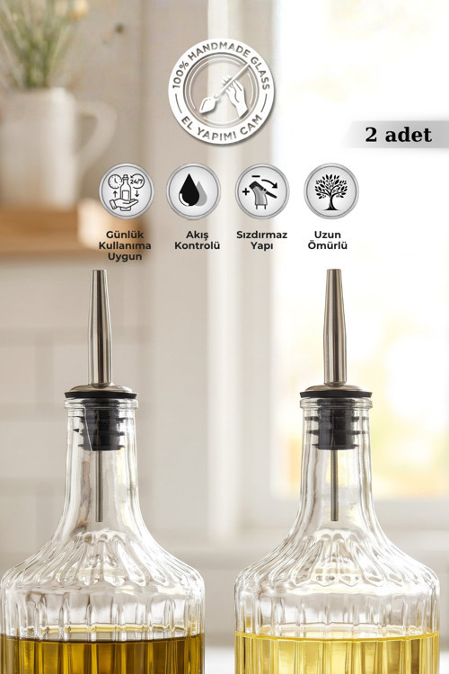 Selen Concept Paslanmaz Çelik Uçlu Sızdırmaz Yağdanlık Kapağı ve Şişe Tıpası 2Li Set