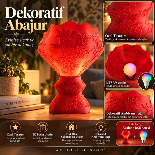 Saf Hobi Design® Dekoratif RGB Abajur