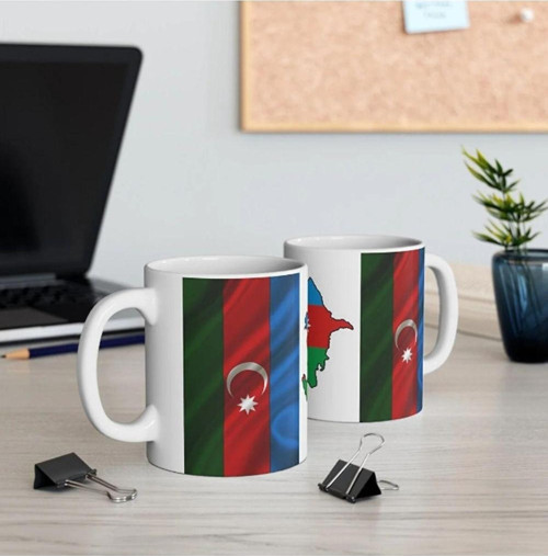 Azerbaycan temalı bayrağı kupa bardak