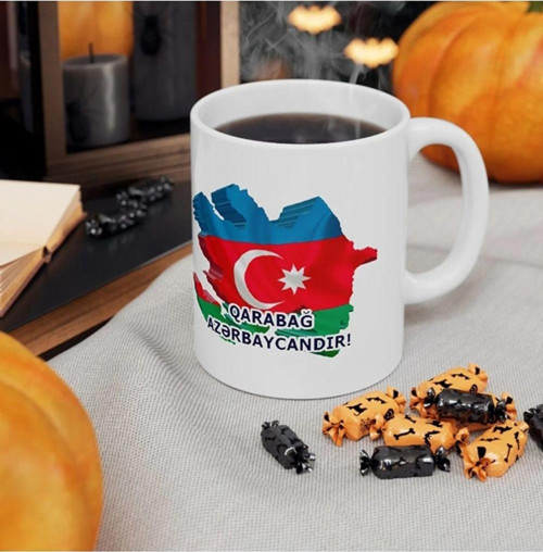Azerbaycan temalı bayrağı kupa bardak