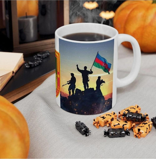 Azerbaycan temalı bayrağı kupa bardak