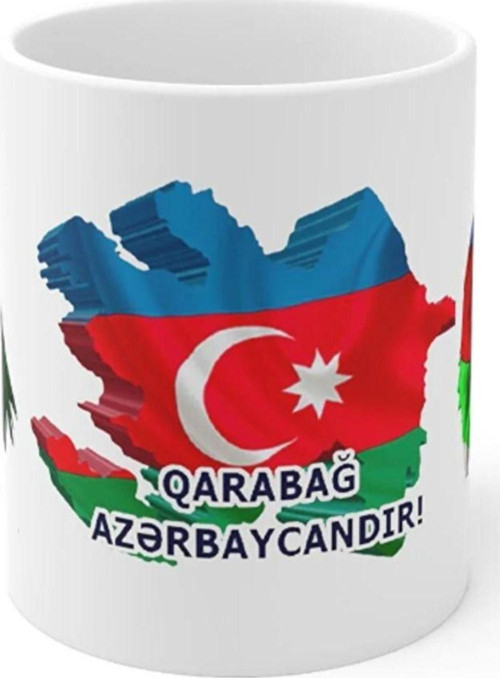 Azerbaycan temalı bayrağı kupa bardak