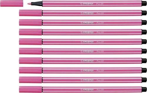 68 Keçe Uçlu Boya Kalemi 1 MM Açık Pembe Keçeli Kalem (10 Lu Paket)
