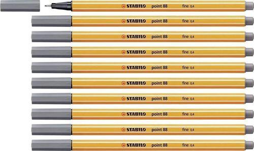 İnce Keçe Uçlu Kalem 88 Point 0.4 MM Koyu Gri Fineliner Kalem (10 Lu Paket)