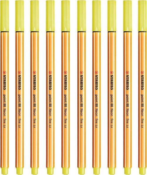 İnce Keçe Uçlu Kalem 88 Point 0.4 MM Limon Sarısı Fineliner Kalem (10 Lu Paket)
