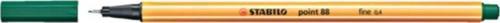 Keçe Uçlu İnce Kalem 88 Point 0.4 MM Çam Yeşili 88/53 (10 Lu Paket)