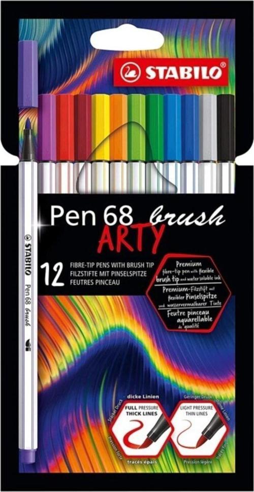 Pen 68 Brush Arty Fırça Uçlu Keçeli Kalem Seti 12'li