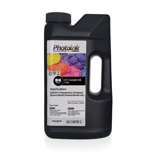 Epson DX5 DX7 5113 Uyumlu Siyah UV Mürekkep 1 Litre T-ERF Sert ve Yumuşak Zemin