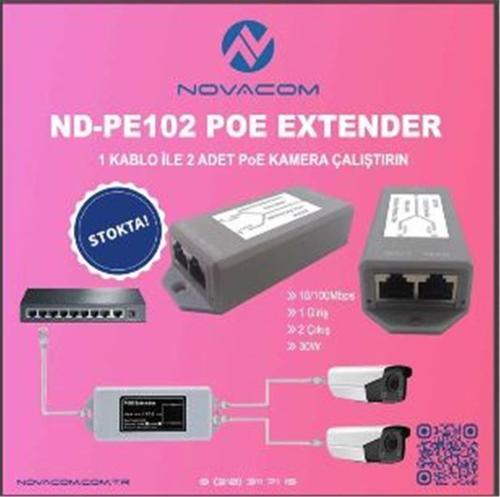 ND-PE102GW 10-100-1000 Mbps 1 İnput 2 Output 30W Dış Ortam