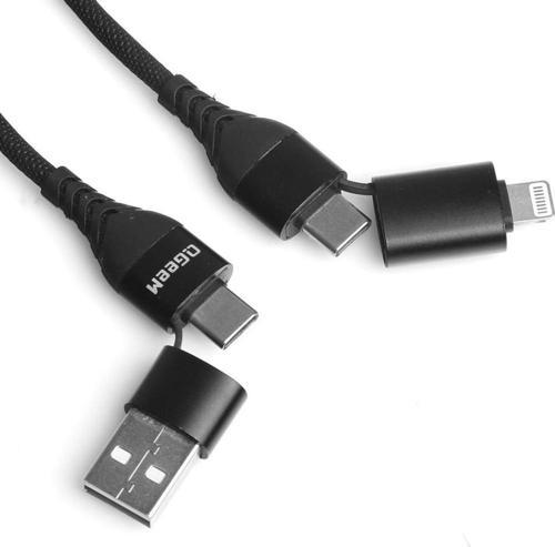 QG-CC0029 USB 4 in 1 Lighting, USB-A, Type-C Çok Foksiyonel Hızlı Şarj Destekli Kablo