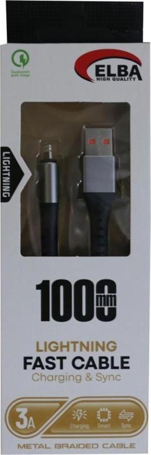 Elb35-IOS 1Mt  iPhone Lightning 3A Hızlı Şarj Hasırlı Şarj Kablosu