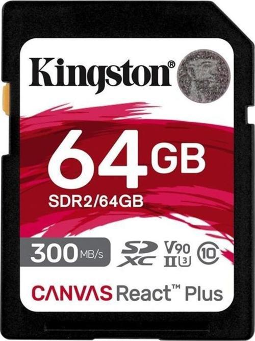 SDR2-64GB Canvas React Plus SDXC UHS-II 300R-260W U3 V90 for Full HD-4K-8K Hafıza Kartı