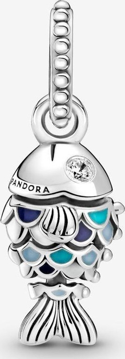 799428C01 Pandora Mavi Pullu Balık Sallantılı Charm