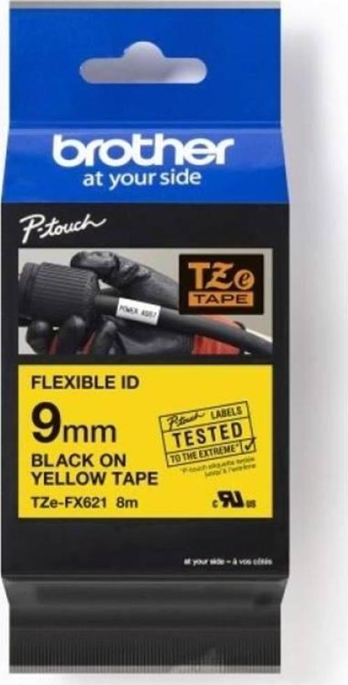 Tze-Fx621 9Mm Sarı Üzerine Siyah Esnek Laminasyon Etiket 8 Metre