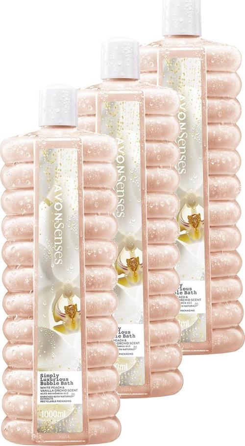 Simply Luxurious Beyaz Şeftali ve Vanilya Orkide Kokulu Banyo Köpüğü 1 Lt. Üçlü Set