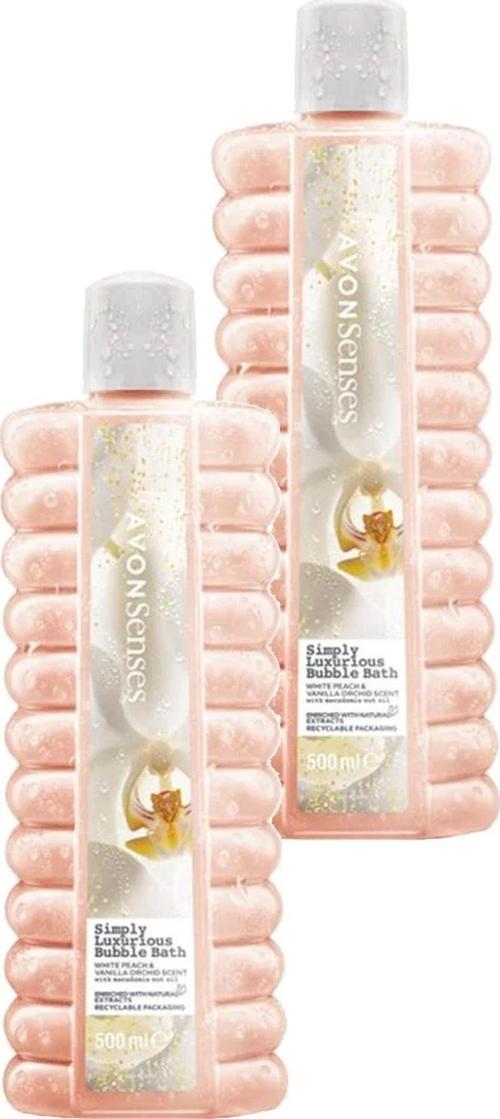 Simply Luxurious Beyaz Şeftali ve Vanilya Orkide Kokulu Banyo Köpüğü 500 Ml. İkili Set