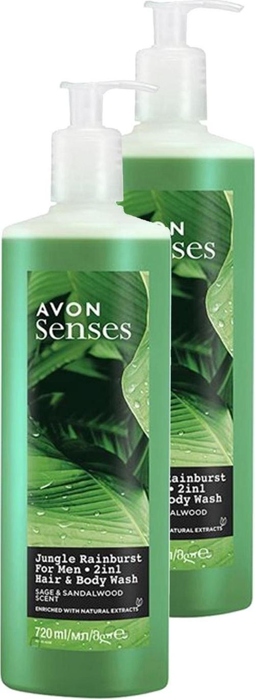 Jungle Rainburst Adaçayı ve Sandal Ağacı Kokulu Erkek Saç ve Vücut Şampuanı 720 Ml. İkili Set