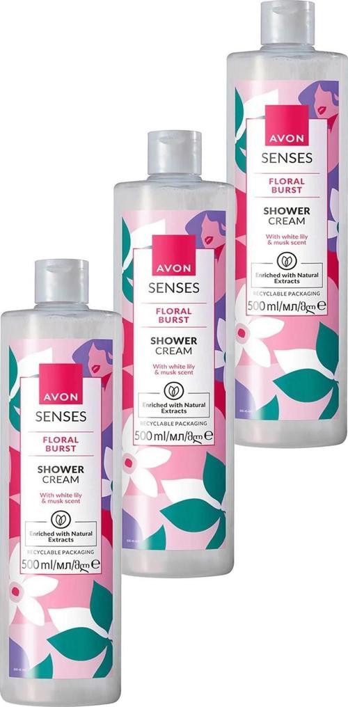 Senses Floral Burst Zambak ve Misk Kokulu Duş Kremi 500 Ml. Üçlü Set
