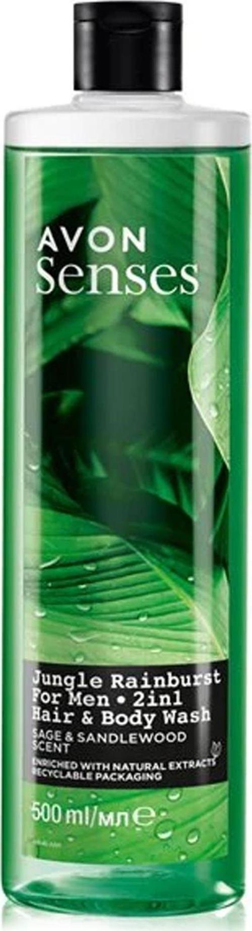 Senses Jungle Rainburst Adaçayı ve Sandal Ağacı Kokulu Erkek Saç ve Vücut Şampuanı 500 Ml.