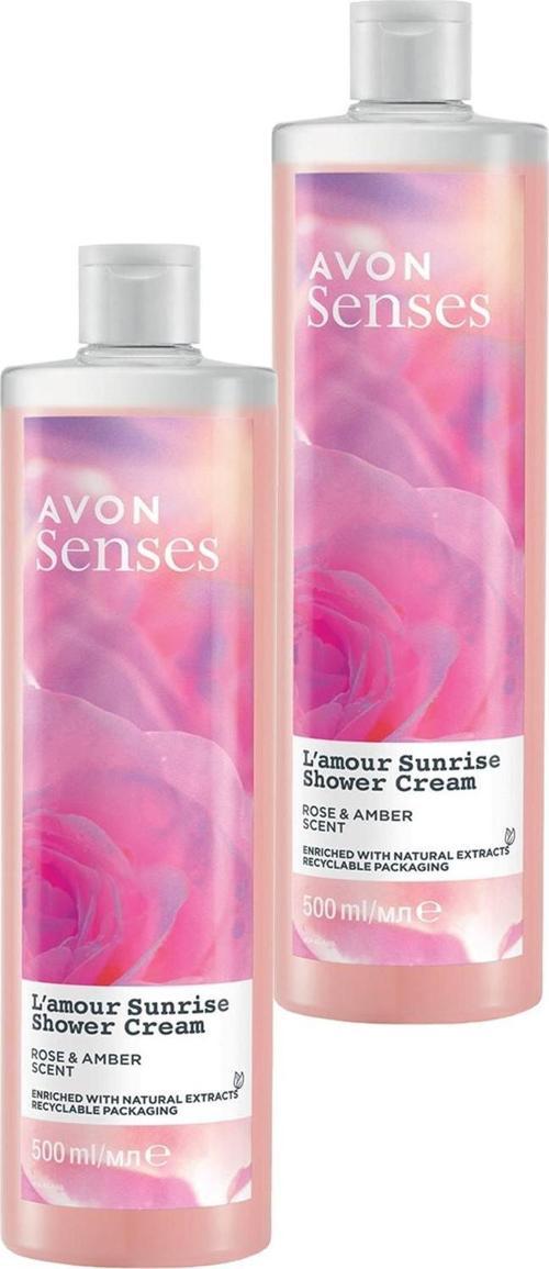 Senses L'amour Sunrise Gül ve Amber Kokulu Krem Duş Jeli 500 Ml. İkili Set