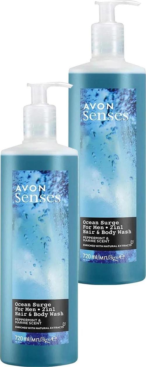 Senses Ocean Surge Nane ve Deniz Kokulu Saç ve Vücut için Erkek Duş Jeli 720 Ml. İkili Set
