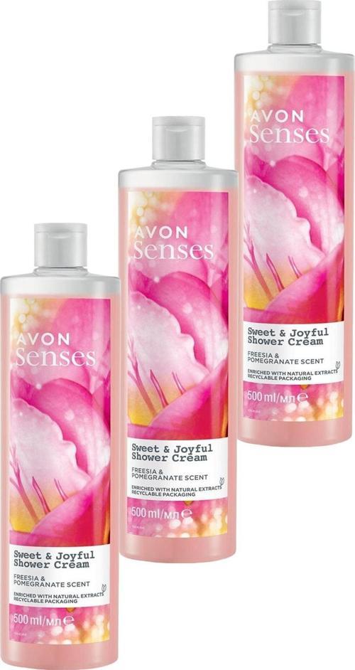 Senses Sweat & Joyful Frezya ve Nar Kokulu Krem Duş Jeli 500 Ml. Üçlü Set