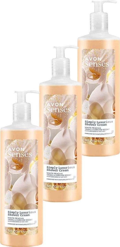 Simply Luxurious Beyaz Şeftali ve Vanilya Orkide Kokulu Duş Kremi 720 Ml. Üçlü Set