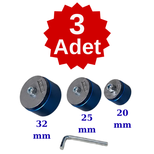 PPRC Plastik Boru Kaynak Makinesi Pafta, Lokma Takımı 20, 25, 32 mm (Mavi Teflon)
