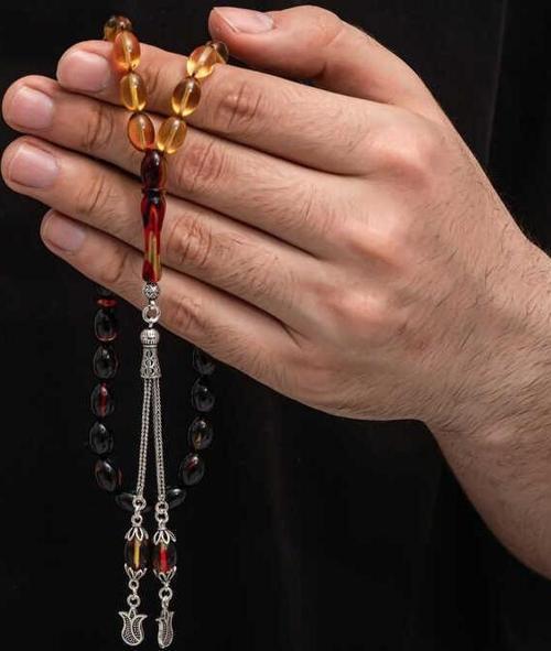 Gümüş Püskül Sıkma Kehribar Tesbih