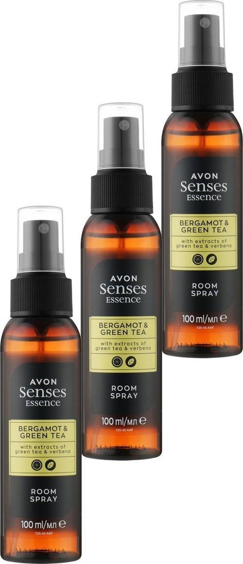 Senses Essence Bergamot ve Yeşil Çay Kokulu Oda Spreyi 100 Ml. Üçlü Set