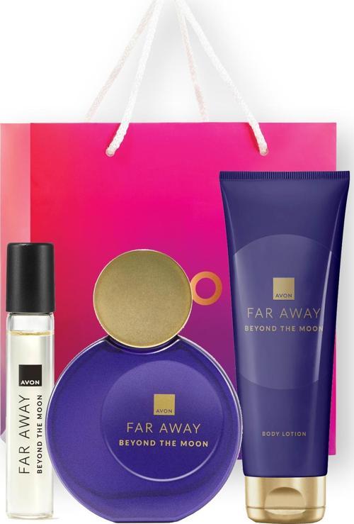 Far Away Beyond The Moon Kadın Parfüm, Losyon, Sprey Parfüm ve Hediye Çantalı Paket