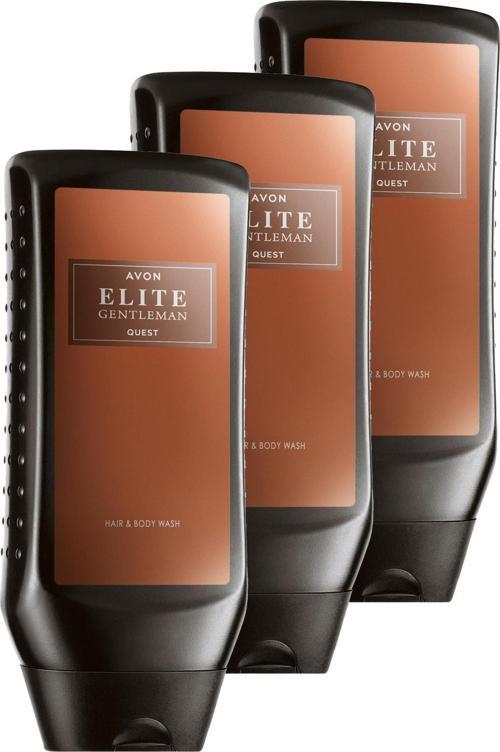Elite Gentleman Quest Parfüm Kokulu Saç ve Vücut Şampuanı 250 Ml. Üçlü Set