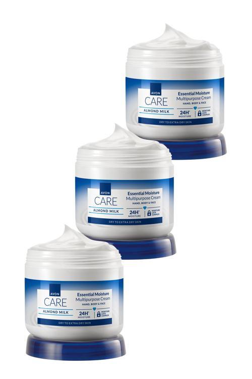 Care Gliserin ve Badem Sütü içeren Nemlendirici El, Yüz ve Vücut Kremi 400 Ml. Üçlü Set