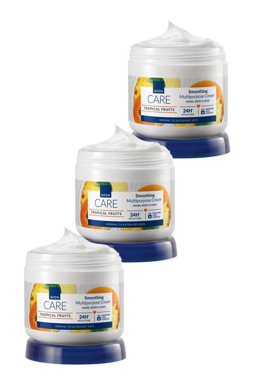 Care Tropical Fruits Ananas, Mango ve Papaya Özlü El ve Vücut Kremi 400 Ml. Üçlü Set