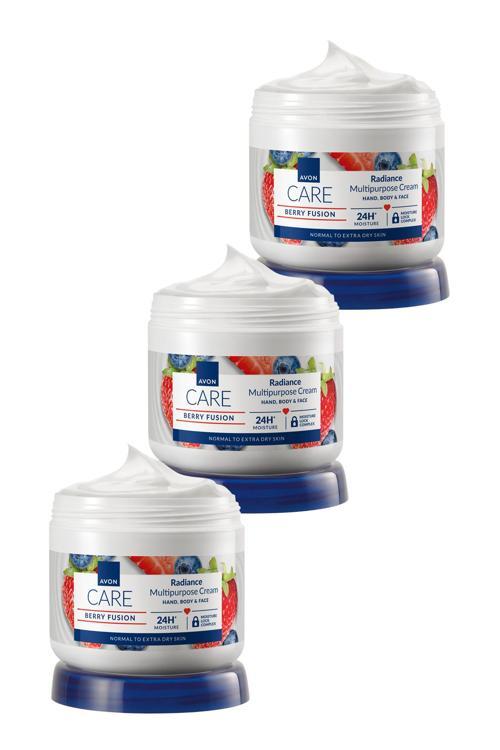 Care Yaban Mersini ve Çilek Özlü El, Yüz ve Vücut Kremi - 400ml Üçlü Set